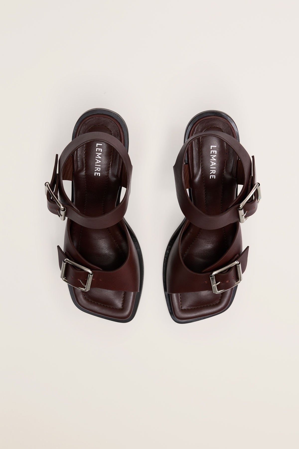 Lemaire  —  Square Heeled Sandals with Straps 80
