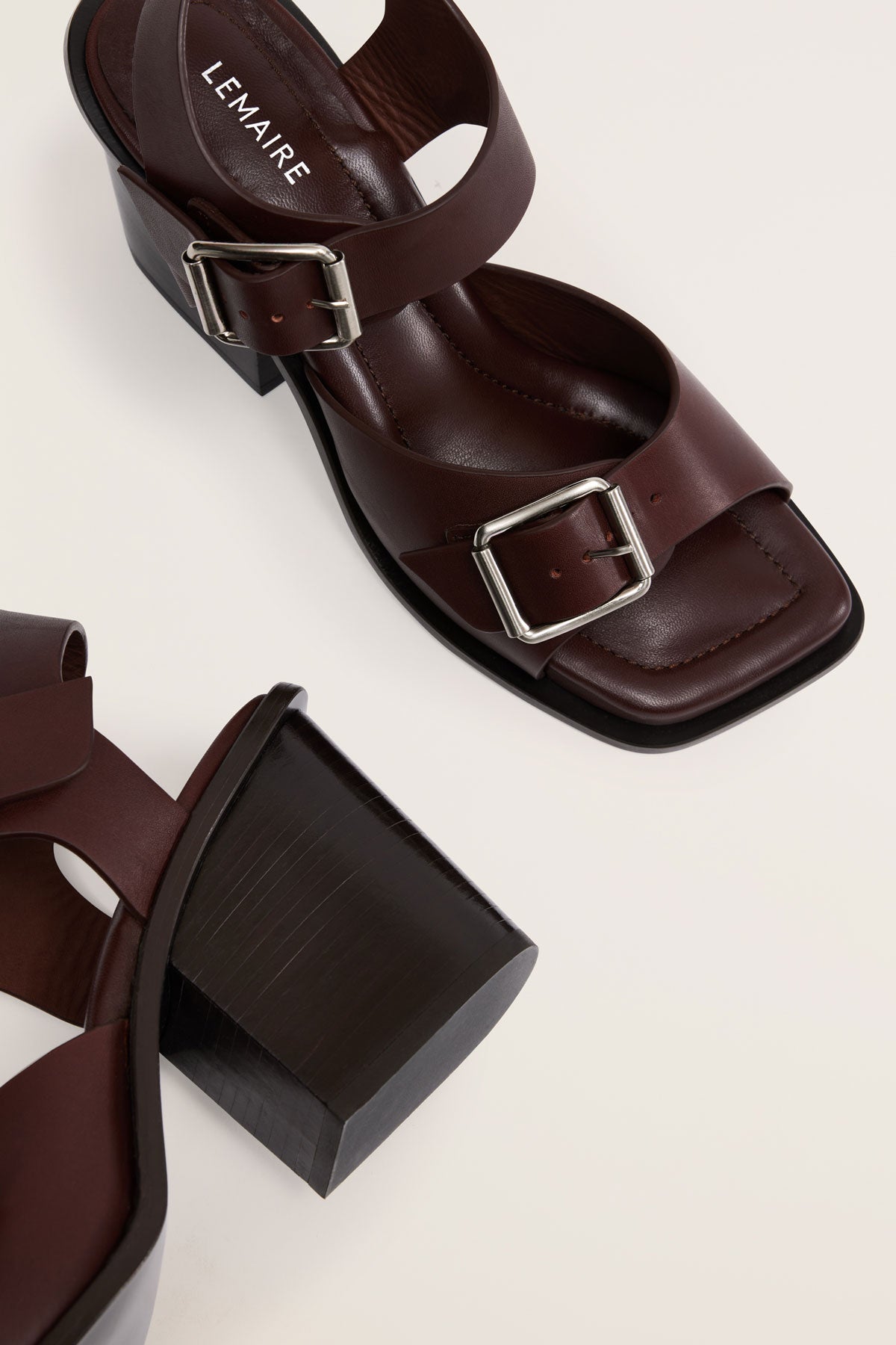 Lemaire  —  Square Heeled Sandals with Straps 80